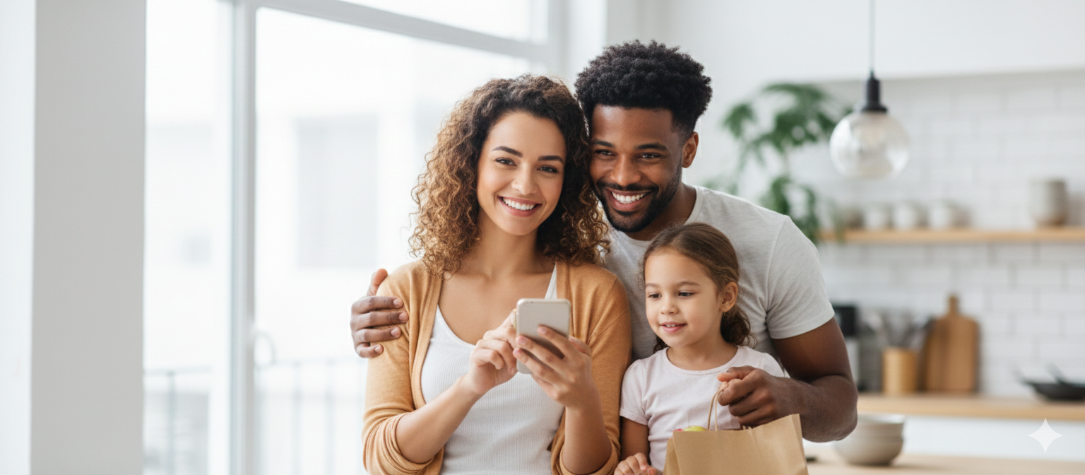 Família aproveitando benefícios